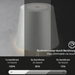 LED-Akku-Tischlampe 7508014 chrom matt 2.700 K IP44 Touchdim