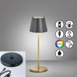 LED-Akku-Tischlampe Cosenza 2.0 34cm schwarz/gold