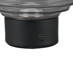 LED-Akku-Tischlampe Earl, schwarz/rauch, Höhe 14,5 cm, Glas
