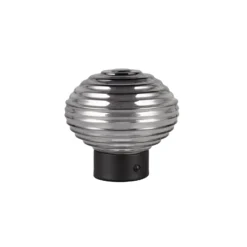 LED-Akku-Tischlampe Earl, schwarz/rauch, Höhe 14,5 cm, Glas