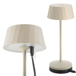 LED-Akku-Tischlampe Facetta, beige, 22 cm, Metall, CCT IP44