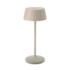 LED-Akku-Tischlampe Facetta, beige, 22 cm, Metall, CCT IP44