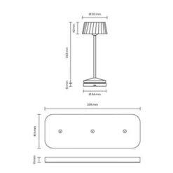 LED-Akku-Tischlampe Facetta, 3er-Set, beige, 22 cm, IP44