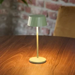 LED-Akku-Tischlampe Facetta, grün, Höhe 22 cm, Metall, CCT