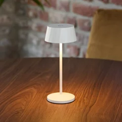 LED-Akku-Tischlampe Facetta, weiß, 22 cm, Metall, CCT IP44
