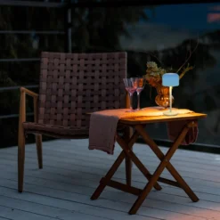 LED-Akku-Tischlampe Finley sandbeige Höhe 22 cm Metall, IP54