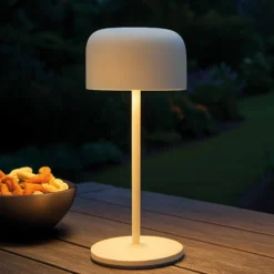 LED-Akku-Tischlampe Finley sandbeige Höhe 22 cm Metall, IP54