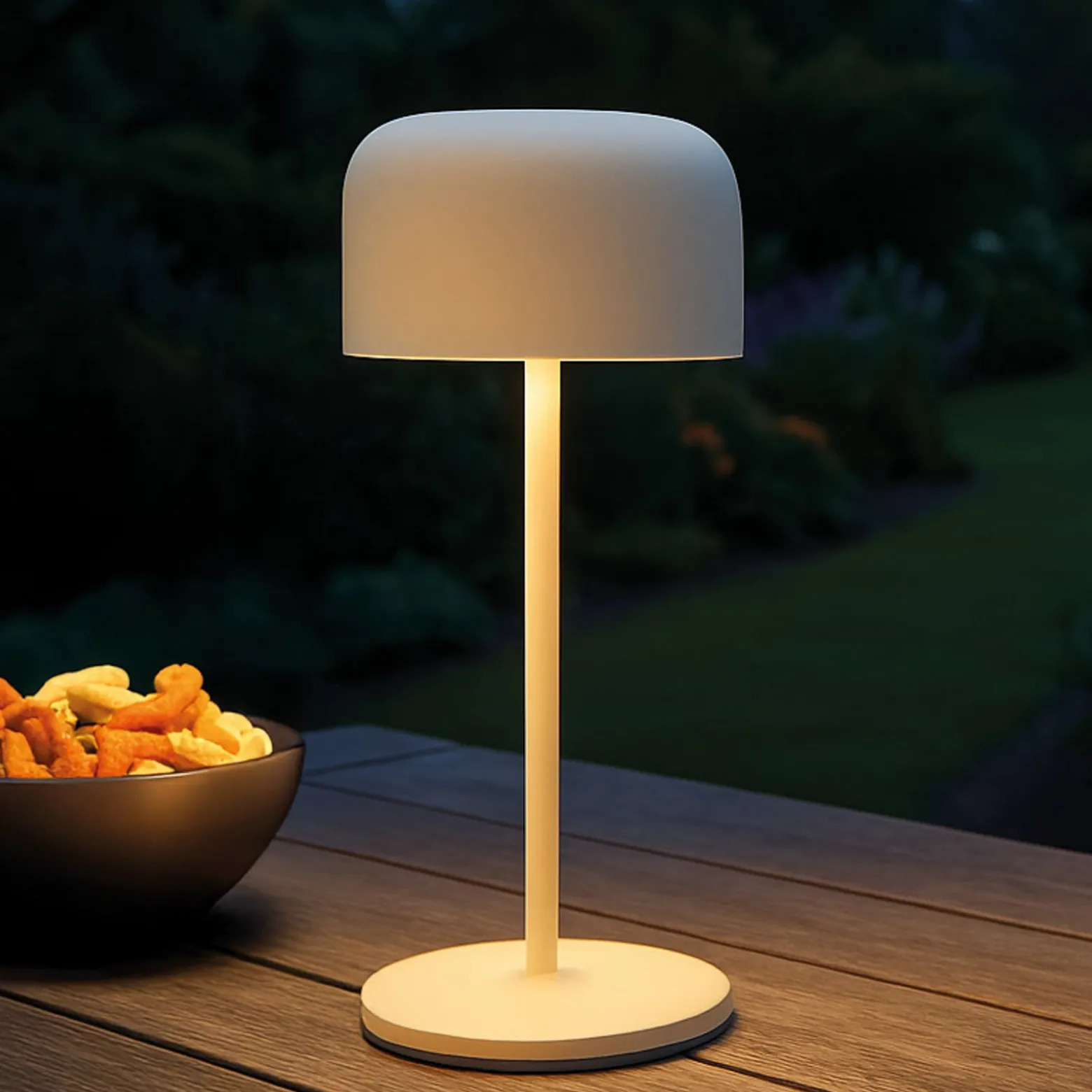 LED-Akku-Tischlampe Finley sandbeige Höhe 22 cm Metall, IP54