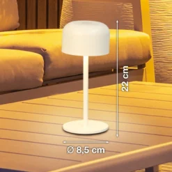 LED-Akku-Tischlampe Finley sandbeige Höhe 22 cm Metall, IP54