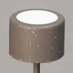 LED-Akku-Tischlampe Juna, grau-braun Höhe 25 cm Metall, IP54