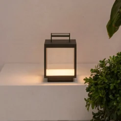 LED-Akku-Tischlampe Kerala, dunkelgrau, Alu, Höhe 26,8 cm