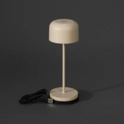 LED-Akku-Tischlampe Lille, Höhe 20 cm, sandfarben, IP54, USB