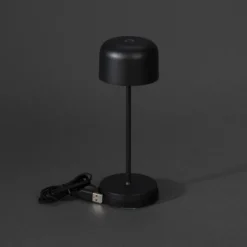 LED-Akku-Tischlampe Lille, Höhe 20 cm, schwarz, IP54, USB