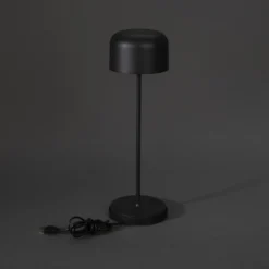 LED-Akku-Tischlampe Lille, Höhe 36 cm, schwarz, IP54, USB