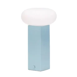 LED-Akku-Tischlampe LOW, blau, Höhe 20 cm, Metall, Dimmer