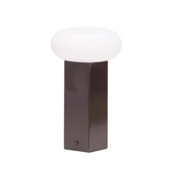 LED-Akku-Tischlampe LOW, braun, Höhe 20 cm, Metall, Dimmer