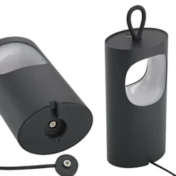 LED-Akku-Tischlampe Lunari, schwarz, 16 cm, Metall, CCT IP44
