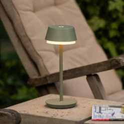 LED-Akku-Tischlampe Lyon, grün/grau, IP54, Dimmer, CCT, RGB