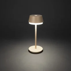 LED-Akku-Tischlampe Lyon, sandfarben, IP54, Dimmer, CCT, RGB