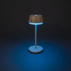 LED-Akku-Tischlampe Lyon, sandfarben, IP54, Dimmer, CCT, RGB