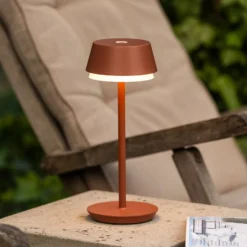 LED-Akku-Tischlampe Lyon, terracotta, IP54, Dimmer, CCT, RGB