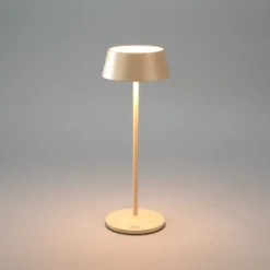 LED-Akku-Tischlampe Menton, sandfarben, Höhe 27cm, IP54, USB