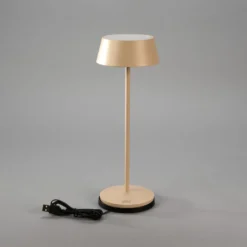 LED-Akku-Tischlampe Menton, sandfarben, Höhe 27cm, IP54, USB