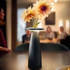 LED-Akku-Tischlampe Nuflair, schwarz, IP54, dimmbar, 24 cm