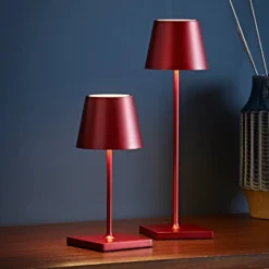 LED-Akkutischlampe Nuindie mini, Easy Connect, rot, dimmbar