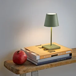 LED-Akkutischlampe Nuindie mini, USB-C, salbeigrün, dimmbar