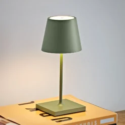 LED-Akkutischlampe Nuindie mini, USB-C, salbeigrün, dimmbar