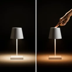 LED-Akkutischlampe Nuindie mini, USB-C, weiß, IP54, dimmbar