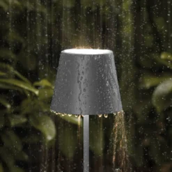 LED-Akkutischlampe Nuindie mini, USB, grafit, IP54, dimmbar