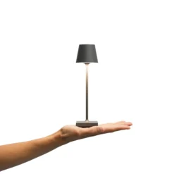 LED-Akkutischlampe Nuindie pocket, graphit, IP54, dimmbar