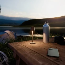 LED-Akkutischlampe Nuindie pocket, graphit, IP54, dimmbar