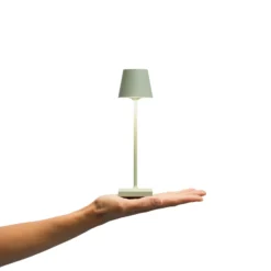 LED-Akkutischlampe Nuindie pocket, salbeigrün, IP54, dimmbar