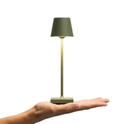 LED-Akkutischlampe Nuindie pocket, tannengrün, IP54, dimmbar