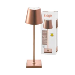 LED-Akkutischlampe Nuindie, USB-C, bronze, IP54, dimmbar