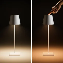 LED-Akkutischlampe Nuindie, USB-C, kupfer, IP54, dimmbar