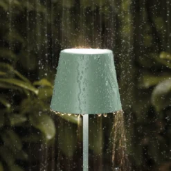 LED-Akkutischlampe Nuindie, USB-C, salbeigrün, IP54, dimmbar