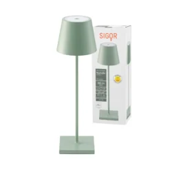 LED-Akkutischlampe Nuindie, USB-C, salbeigrün, IP54, dimmbar
