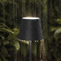 LED-Akkutischlampe Nuindie, USB-C, schwarz, IP54, dimmbar