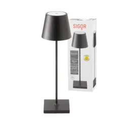 LED-Akkutischlampe Nuindie, USB-C, schwarz, IP54, dimmbar