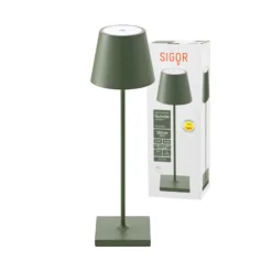 LED-Akkutischlampe Nuindie, USB-C, tannengrün, IP54, dimmbar