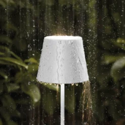 LED-Akkutischlampe Nuindie, USB-C, weiß, IP54, dimmbar