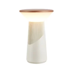LED-Akku-Tischlampe Pilia, braun/hellgrau, Höhe 24 cm, IP44