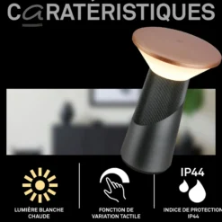 LED-Akku-Tischlampe Pilia, bronze/anthrazit, Höhe 24 cm IP44