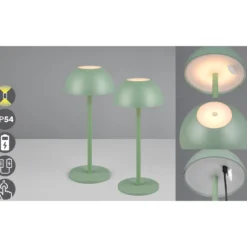 LED-Akku-Tischlampe Ricardo, grün, Höhe 30 cm, Kunststoff