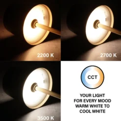 LED-Akku-Tischlampe Roxi, coffeefarben, Metall, IP54, Dimmer