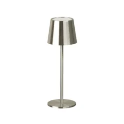 LED-Akku-Tischlampe Roxi, nickelfarben, Metall, IP54, Dimmer